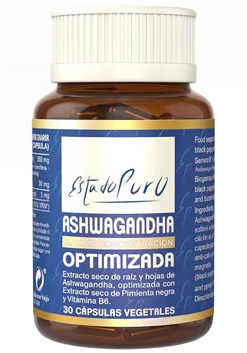 Ashwagandha Sensoril Estado Puro | Con 10% Withanólidos, Pimienta Negra y Vitamina B6 | Vegano, No-GMO | Cortisol Blocker & Detox - Disminuye Cortisol, Estrés y Ansiedad | 30 Cápsulas 1 Mes | TONGIL