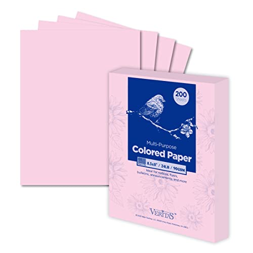 WritePads Veritas Color Copy Paper,Multi-Purpose paper,Colored Printer Paper 8.5” x 11”, 24 lb / 90 GSM,Pink,200 Sheets (1 Reams),Made in USA 1 WritePads-Veritas-Color-Copy-PaperMulti-Purpose-paperColored-Printer-Paper-85-x-11-24-lb-90-GSMPink200-Sheets-1-ReamsMade-in-USA