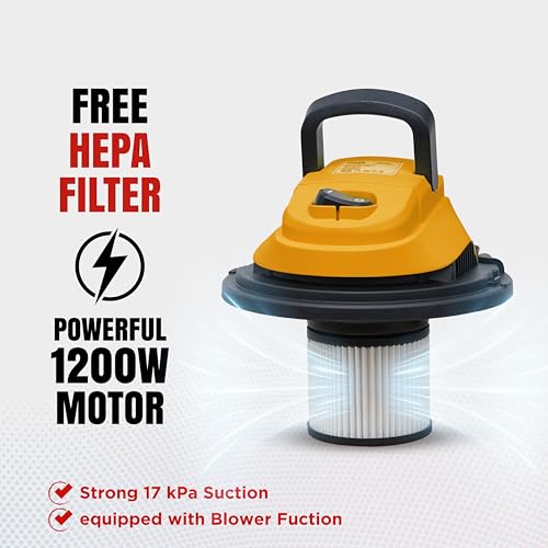 IBELL Wet and Dry Vacuum Cleaner for Home, 15 LTR Capacity,1200 W, 17 kPa Suction, Blower Function, HEPA Filter, Wet Vacuum Cleaner for Sofa, House Cleaning Machine,Stainless Steel Body (Yover YO1200) view 2