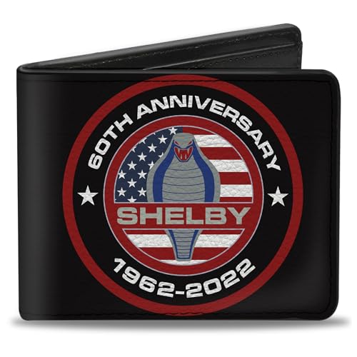 Buckle-Down Men's Wallet, Bifold, Carroll 60th Anniversary Shelby Cobra Icon, Vegan Leather, 4.0