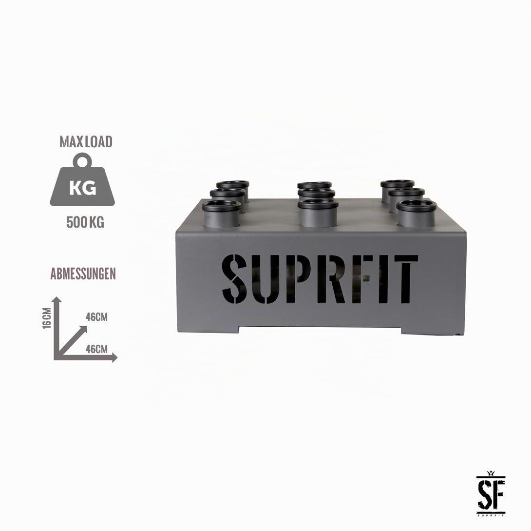 Suprfit Birger Hantelständer - vertikale Langhantelstangen Halterung für 9 Stangen, geeignet für Hantelstangen mit 50 mm Durchmesser, gummierte Bodenfläche, stabil und kippsicher, Stahl