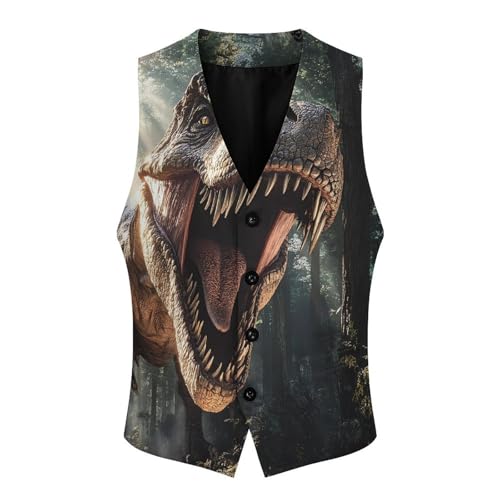 Dinosaur Men's Suit Vests Dress Vest V-Neck Waistcoat Slim Business Formal with Pocket4