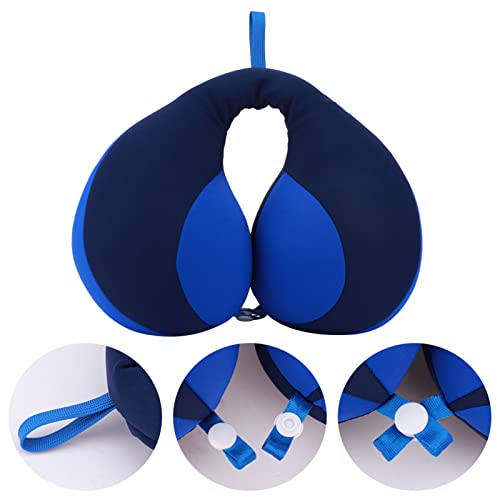 Jiakalamo Almohada de cuello de viaje para niños, almohada de cuello de viaje, soporte de cabeza y barbilla en forma de U, almohada de cuello para niños y adultos, avión y tren para dormir (azul)
