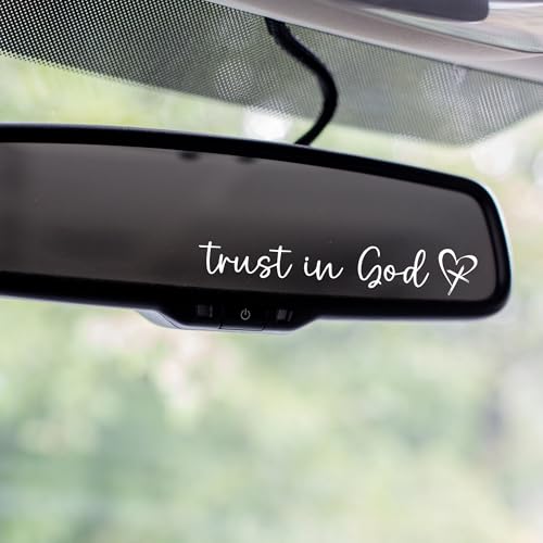 Miarita 3X Trust in God Rearview Mirror Sticker Christian Car Accessories Car Stickers and Decals for Women Cute Car Stickers Mirror Decals Valentines Day Gifts for Her (Trust in God White)