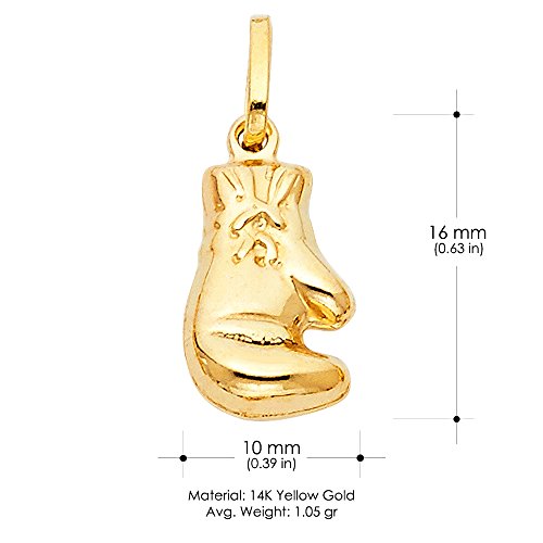 14K Yellow Gold Single Boxing Glove Charm Pendant with 0.8mm Box Chain Necklace3