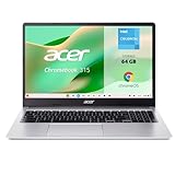 Acer Chromebook 315-4H - Ordenador Portátil de Google 15.6' FullHD (Intel Celeron N4500, 8GB RAM, 64GB eMMc, Chrome OS) Plata, QWERTY + 3 meses de Google AI Pro con Gemini Pro y 2TB de almacenamiento