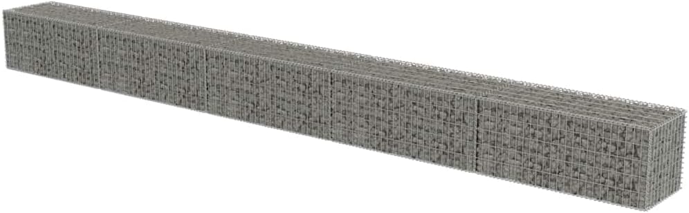 vidaXL 236"x19.7"x19.7" Gabion Wall with Covers Galvanized Steel Silver