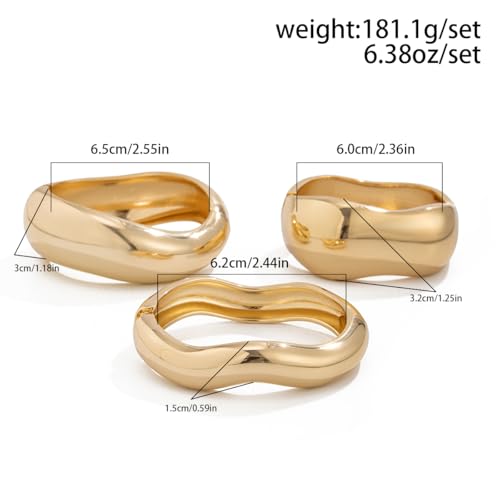 Chunky Gold Bangle Bracelets for Women Trendy Silver Irregular Statement Cuff Bracelets Stack Wide Wire Minimalist Fashion Jewelry4