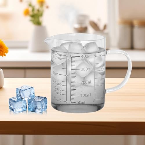 Image of 400ml /13.52oz Microwave Safe Glass Measuring Cup | Heat Resistant Borosilicate, V-Shaped Spout, Clear Scale, Multipurpose for Kitchen, Coffee & Yogurt(400ml /13.52oz)
