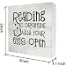 Rustic Reading Quote Wood Box Sign Bookshelf Wooden Box Sign Farmhouse Home Desk Shelf Decor for Bookworm Booklover (5 X 5 Inch)