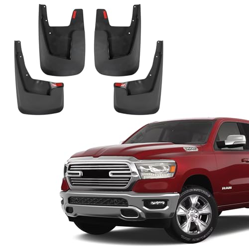 Image of Mud Flaps Mud Guards Replacement for 2019-2024 Dodge Ram 1500 Without OEM Fender Flares Accessories Front Mudflap and Rear Mudguard No Drilling Required 4pc Set