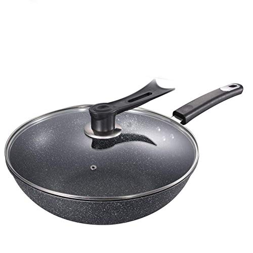 WOTZOV Sartén Antiadherente oxidante con Tapa - Sartén Mediana para cocinar Carne, panqueques, etc. con Tapa de Vidrio Templado y Mango Resistente al Calor Sartén fácil de limpi