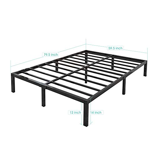 Yookare 14 Inch Tall 3500Lbs Heavy Duty Metal Bed Frame/With Storage/Mattress Foundation/Steel Slats Platform/Noise Free/No Box Spring Needed,Queen #TOP5