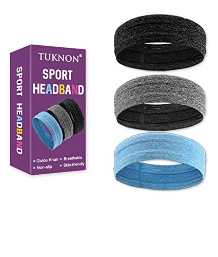 TUKNON Cinta de Pelo Deportiva, Banda Sudor Cabeza, Diadema Deportiva, Sport Headband, Sweatband Antideslizante, Banda de Cabeza Elástica Secado Rápido Fitness Yoga Maratón Ciclismo, Unisex