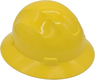 Interstate Safety 40408 Snap Lock 4 Point Ratchet Suspension Full Brim Hard Hat/Safety Helmet - 6-1/2 Inch to 8 Inch Heads - Yellow Color