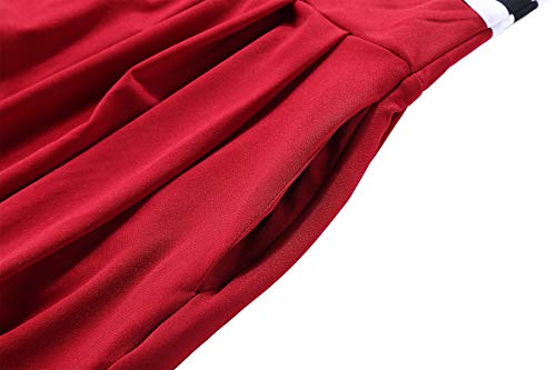 Image of BI.TENCON Women's Striped Pleated Casual A-Line Dresses Knee Length with Pockets