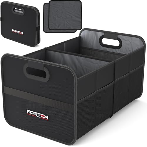 FORTEM Organizador de Maletero de Coche, Organizador Plegable de Dos Compartimentos, Almacenamiento Plegable Para SUV, Accesorios de Coche Para Mujeres y Hombres, Parte Inferior Antideslizante