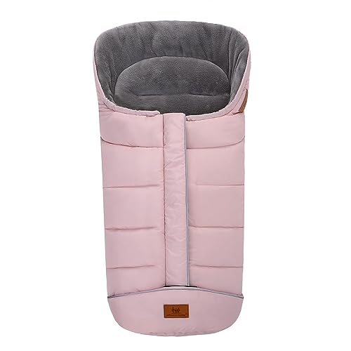 Baby Stroller Footmuff, Winter Baby Seat Pushchair Footmuff Sleeping Bag Baby Blanket with Zipper for Stroller, Buggy, Car Seat(Basic, Pink)