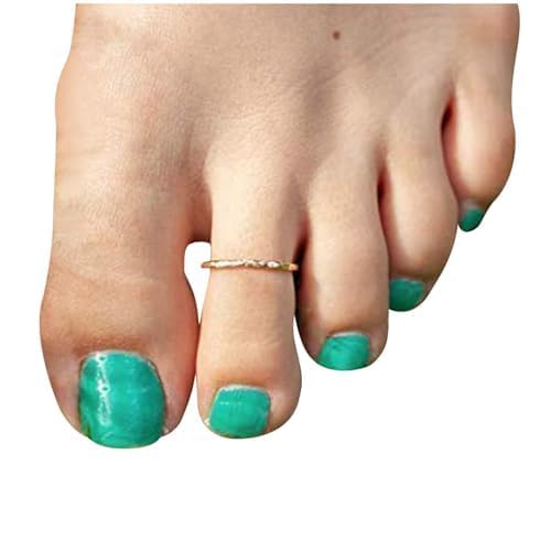Toe Ring for Women– Adjustable – Silver, Gold, or Rose Gold – Simple and Comfortable | Gold Filled, Rose Gold, Sterling Silver (Hammered, Gold) - Gold - Hammered