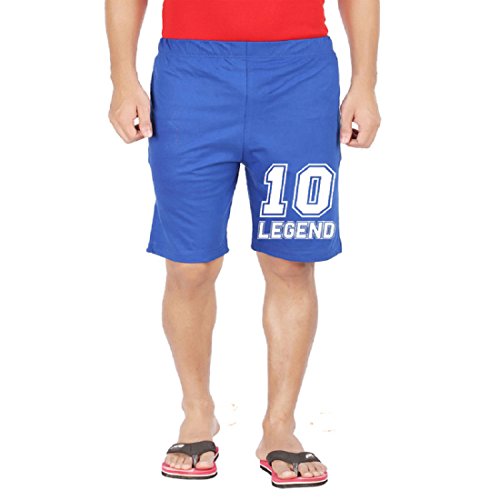 Image of Men's Graphic Printed Cotton Royal Blue Shorts (Pack of 1)