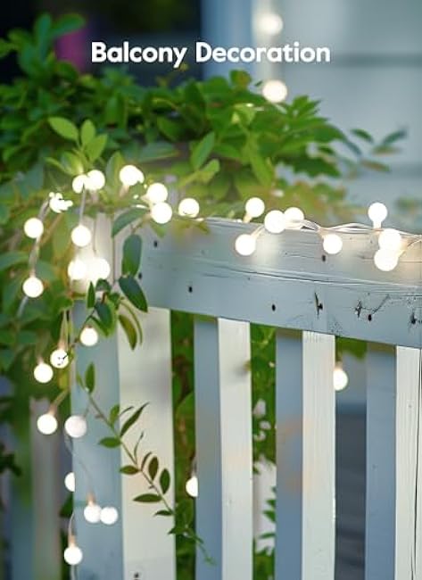 Brightown Solar Lights Outdoor Waterproof, 19.6Ft 60 LED Globe Solar String Lights for Outside, 8 Modes Outdoor Solar Lights for Yard Balcony Patio Tree Canopy Party (Pure White)