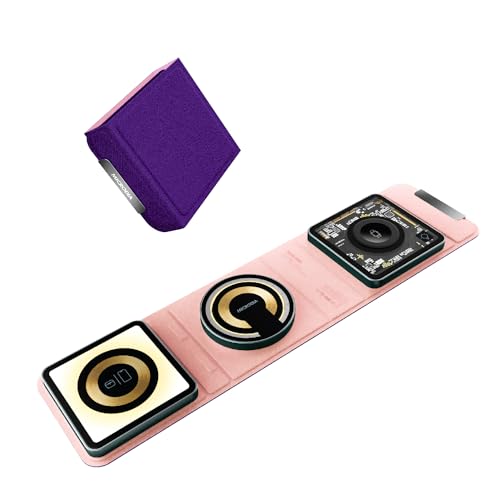 Chargeur magnétique sans fil pliable 4 en 1 Visi.Trio violet rose 23W multiposition