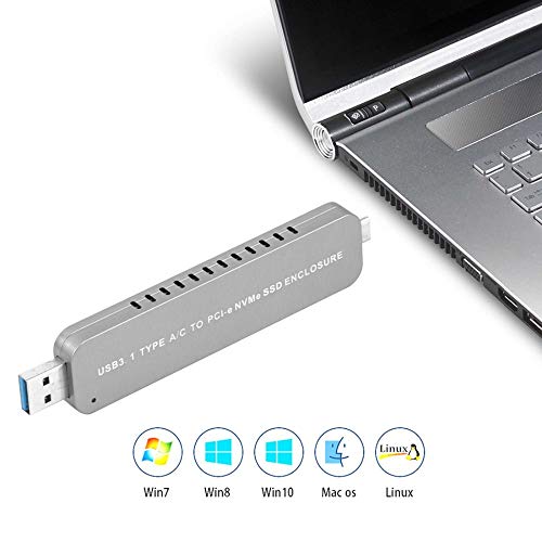 Adaptador JMT LM906 USB3.1 Type-A+C a M.2 NVMe SSD miniatura 7