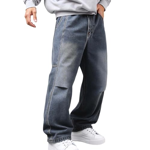 Pantalones vaqueros básicos para hombre, pantalones vaqueros holgados Y2k Stretch Denim Coole Jeans Coole Fit Pantalones vaqueros de corte holgado, pantalones vaqueros de pierna ancha, moda Hip Hop