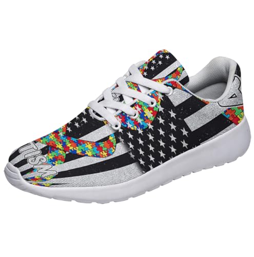 Sonzj-II Autism Awareness Shoes Mens Womens Walking Tennis Running Shoes Comfortable Athletic Sneakers2