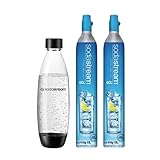 ［公式］ソーダストリーム ガスシリンダー 60L 2本セット(新規購入用) 食洗器対応1Lボトル（ブラック）付き