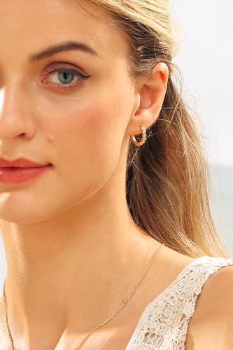 Round Huggie Ear Cuff Gold Earrings for Women | 18K Gold Plated Cubic Zirconia Sparkling | Clip On Cartilage| Simulated Diamond Bezel-Set CZ Huggie Hoop Earrings2