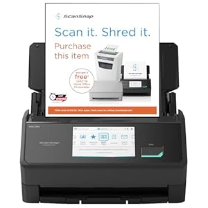 ScanSnap iX2500 Schwarz – Ultraschneller Duplex-Scanner mit 45 S./Min., 100-Blatt-ADF, 600 DPI, 5″ Touchscreen, WLAN/Bluetooth/USB-Konnektivität