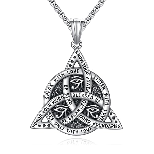 Eye of Horus/Fish Hook/Mask/Scorpion/Trident/Arrow/Star of David/Anchor/Boxing Necklace for Men Sterling Silver Gold Plated Celtic Knot Pendant Punk Gothic Religious Jewelry Gifts for Men