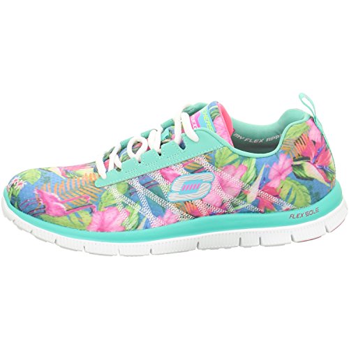 Skechers Flex Appeal Floral Bloom - Zapatillas para mujer, Azul Aqmt, 37 EU