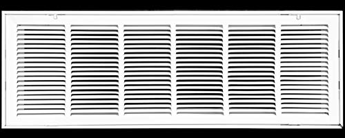 36 X 10 Steel Return Air Filter Grille for 1 Filter - Fixed Hinged - Ceiling Recommended - HVAC Duct Cover - Flat Stamped Face - White [Outer Dimensions: 38.5 X 11.75]