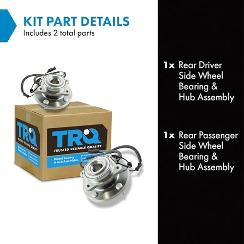 Image of TRQ Rear Driver and Passenger Side Wheel Bearing and Hub Assembly Set 2 Piece Compatible with 2008-2011 Chrysler Town and Country 2008-2011 Dodge Grand Caravan 2009-2011 Volkswagen Routan