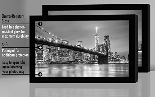 Image of Americanflat 8.5x14 Picture Frame with Shatter-Resistant Glass - Set of 2 - Signature Collection - Gallery-Style Frames Made of Engineered Wood - Picture Frames for Wall Display - Black