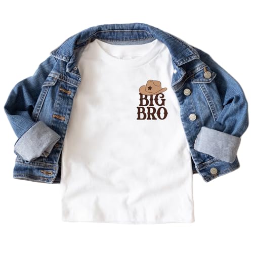 Big Bro Cowboy Hat Pocket Print Western Shirt For Boys Big Brother Sibling Reveal Outfit Natural Toddler & Youth Tee2
