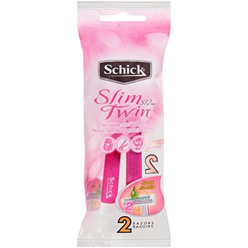 Schick Slim Twin ST 2 Disposable Razors for Women Sensitive Skin Shaving Razor - 2 Count