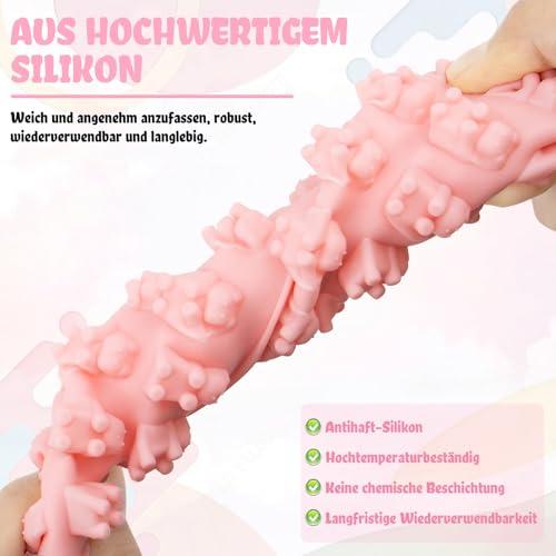 ZYNERY 6 Stück Gummibärchen Form Silikon mit Tropfpipette Backpinsel, Mini Backmatte Hundekekse Backform Herzen Donut Knochen Pfote Eiswürfelform für DIY Hundeleckerlies Bonbon zum Selber Machen