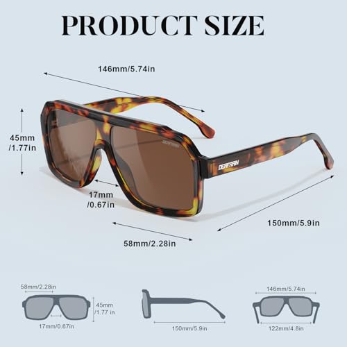 DEAFRAIN Polarized Sunglasses for Men Women, Acetate Pilot Classic Retro 90s UV Protection Fashion Driving Beach Shades4
