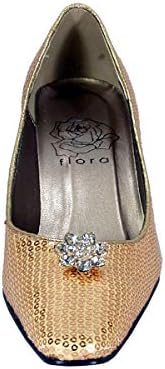 Floral Ada (DP726) Women's Wide Width Sequins Vamp and Rhinestone Ornament Pumps Gold 11 | Image 1