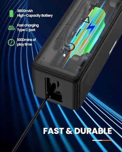 Image of Raymate Bluetooth Speakers, HiFi Stereo Sound with DSP, 30W IPX7 Waterproof Speaker Wireless Bluetooth-V5.0, 1000mins Playtime, Portable Speaker for Home, Outdoor, Party