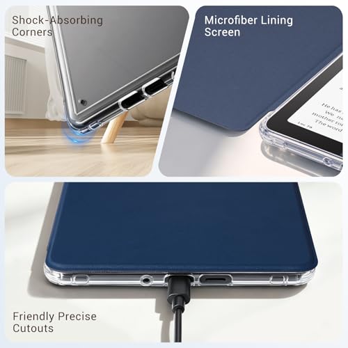 Image of CoBak Detachable Magnetic Case for 6 inch Kindle 11th Gen (2024 and 2022 Release) - Ultra Slim Transparent Clear TPU Back Shell Protective Cover with Auto Wake /Sleep for Kindle 11th Generation