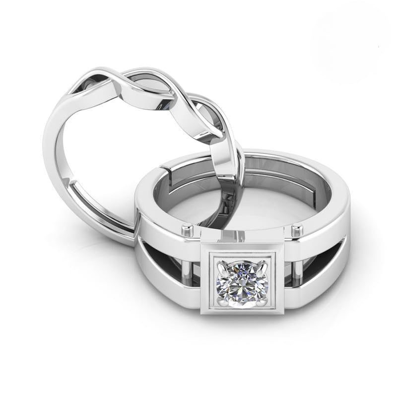 Miss Highness 925 Pure Silver Couple Rings | Promise Rings for Men and Women | With Certificate of Authenticity and 925 Stamp |Couple Gifts (Design-10) (B0CRS3CSD4) Amazon Price History, Amazon Price Tracker