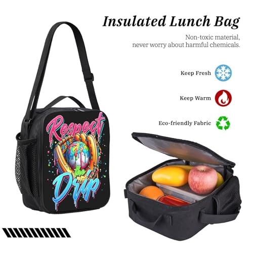 Baseball Respect Drip Home Plate Drip Game Day 17 Inch Backpack Sets Lunch Bag Lightweight Daypack for Men Women 3Pcs4