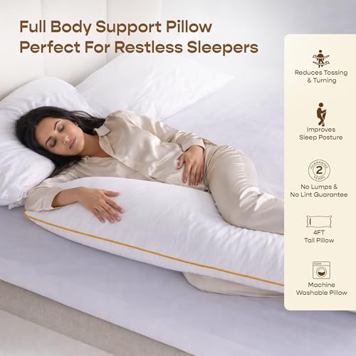 Image of SleepyCat Microfiber Cuddle Pillow Covered with Luxe Modal Fabric for Body Support | Ideal for Side Sleepers and Expecting Mothers | Machine Washable | 50x19 inches |2 Piece