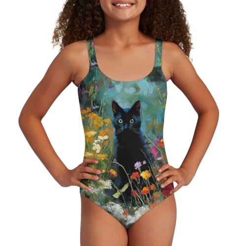 Image of One Piece Bathing Suit for Teen Girls Comfy Crewneck Backless Bathing Suit