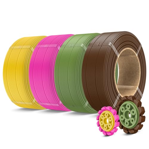 Image of SUNLU PLA+2.0 3D Printer Filament Refill 1.75mm, 4 Packs, 4KG | Stronger PLA+ Filament, No Spool Refill, Compatible with Bambu Lab 3D Printers, Coffee Brown+Olive Green+Magenta+Vivid Yellow