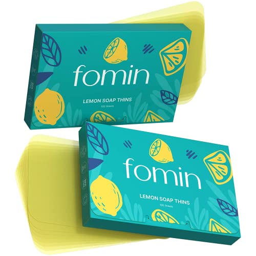 Image of FOMIN Paper Soap Sheets for Hand Washing - 200 Lemon Travel Soap Sheets | Dissolvable Camp Soap Sheets for Traveling, Camping and Hiking - Portable Hand Soap - Plant-Based, Eco-Friendly